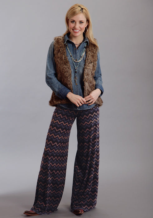Stetson Womens Chevron Print Brown Rayon/Spandex Trousers
