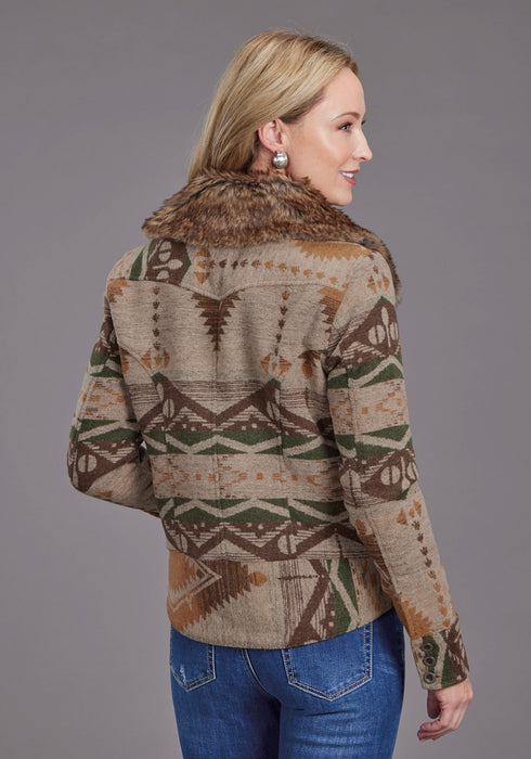 Stetson Womens Multi Aztec Fur Brown Poly/Wool Wool Jacket