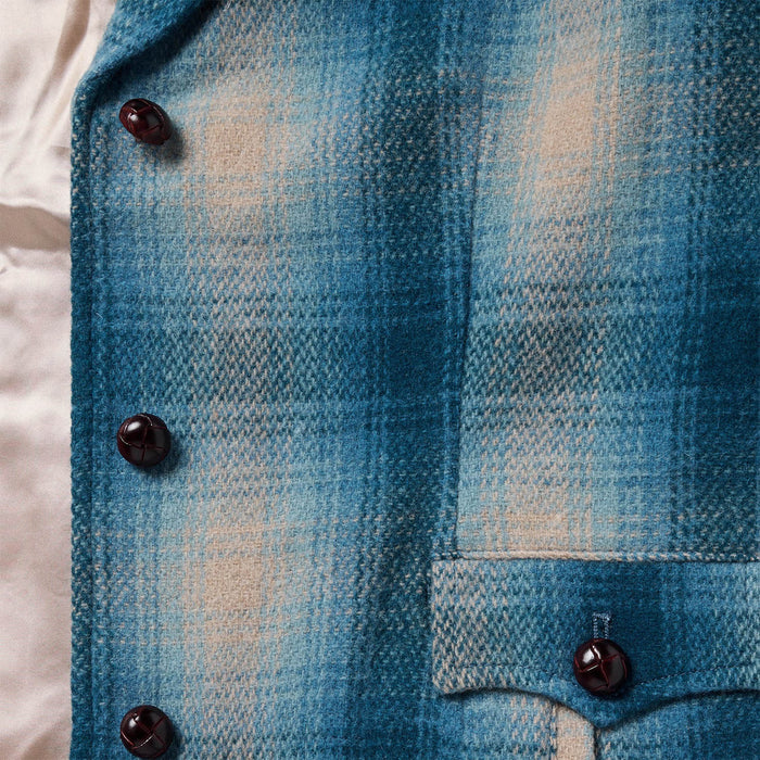 Stetson Womens Western Plaid Blazer Navy 100% Wool Wool Jacket