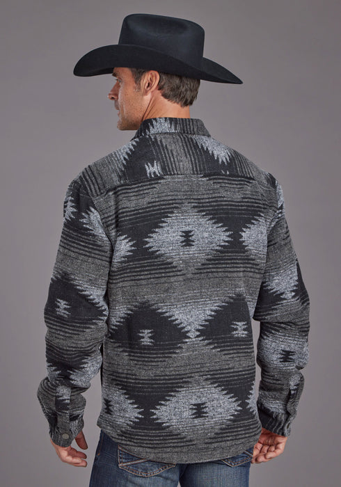 Stetson Mens Aztec Flannel Shirt Black/Gray Poly/Wool Wool Jacket