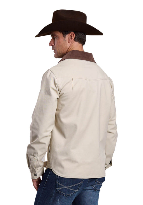 Stetson Mens Twill Corduroy Collar Taupe 100% Cotton Jacket