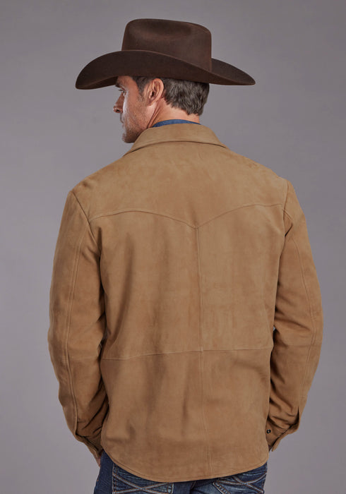 Stetson Mens Western Shirt Tan Leather Leather Jacket