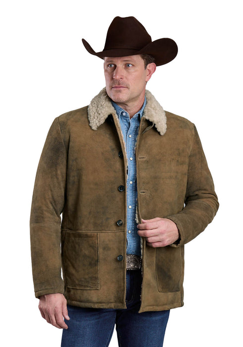 Stetson Mens Barn Style Brown Suede Coat