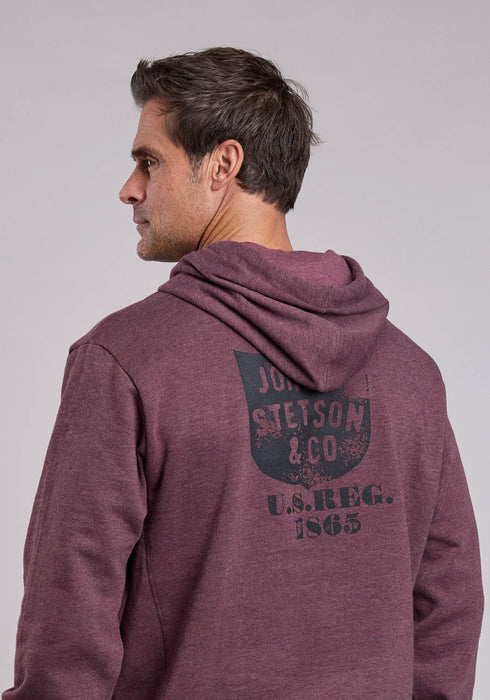 Stetson Mens Tri-Blend Shield Maroon Cotton Blend Hoodie
