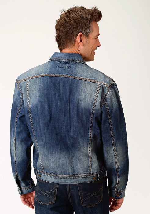 Stetson Mens Unlined Logo Denim Blue 100% Cotton Jacket