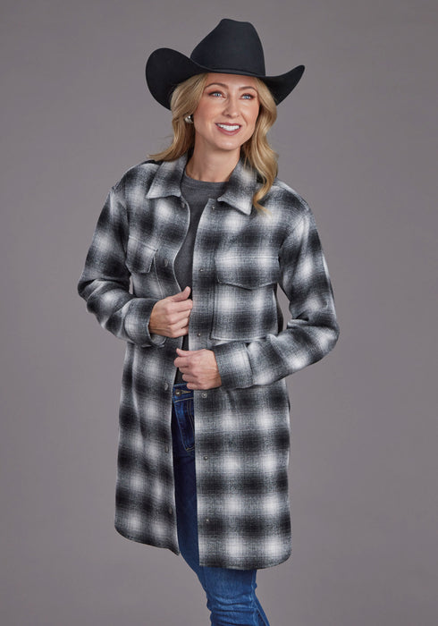 Stetson Womens Ombre Oversized Plaid Black Poly/Wool Jacket