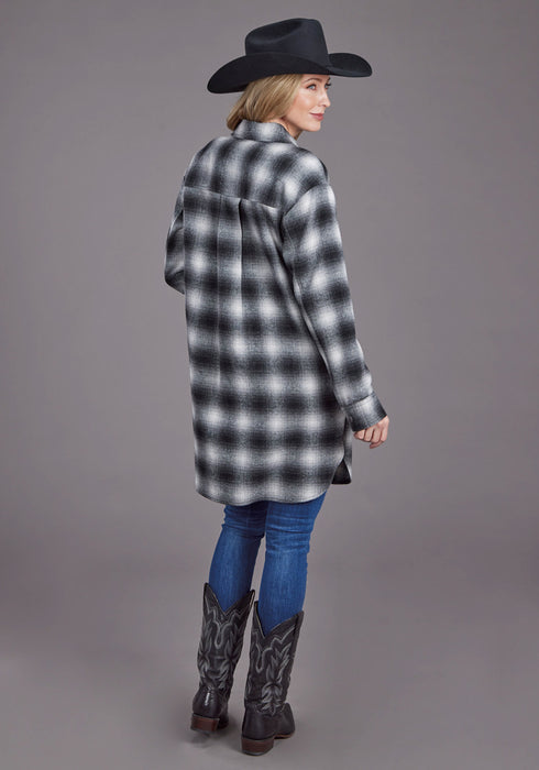 Stetson Womens Ombre Oversized Plaid Black Poly/Wool Jacket