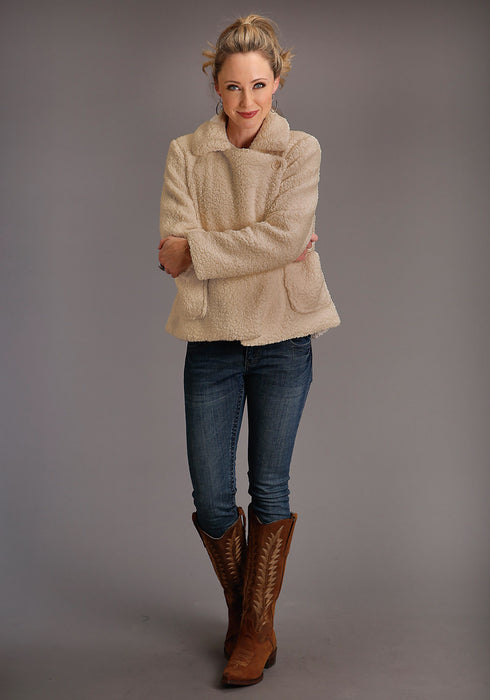 Stetson Womens Fuzzy Oversized Brown 100% Polyester Fleece Jacket