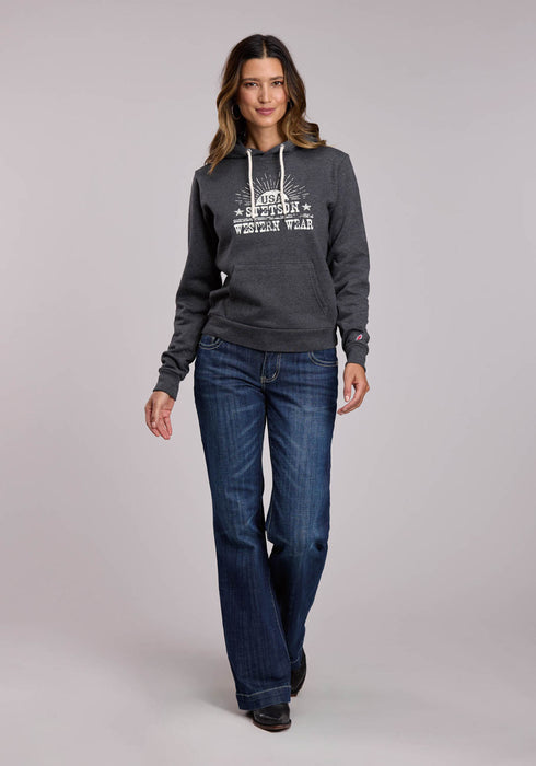 Stetson Womens USA Western Wear Black Cotton Blend Hoodie