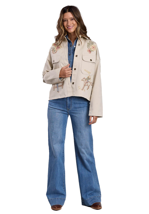 Stetson Womens Rodeo Cactus Shacket Tan 100% Cotton Cotton Jacket