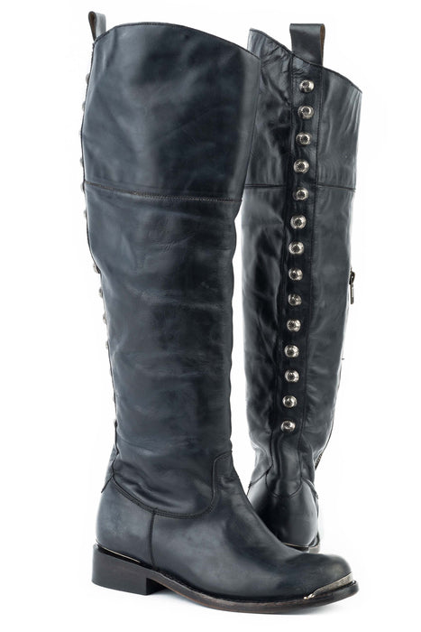Stetson Womens Era 18in OTK Black Leather Fashion Boots