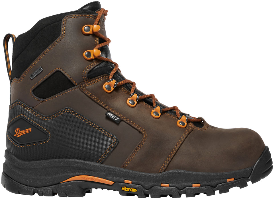 Danner Mens Vicious MET/NMT Brown/Orange Leather Work Boots