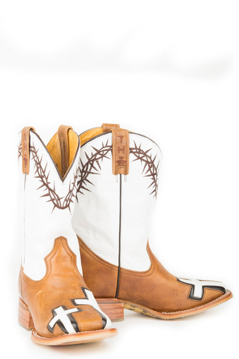 Tin Haul Mens Brown/White Leather Between Two Thieves Cowboy Boots