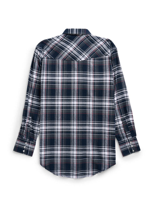 Ely and Walker Mens Western Plaid Flannel Indigo 100% Cotton L/S Shirt