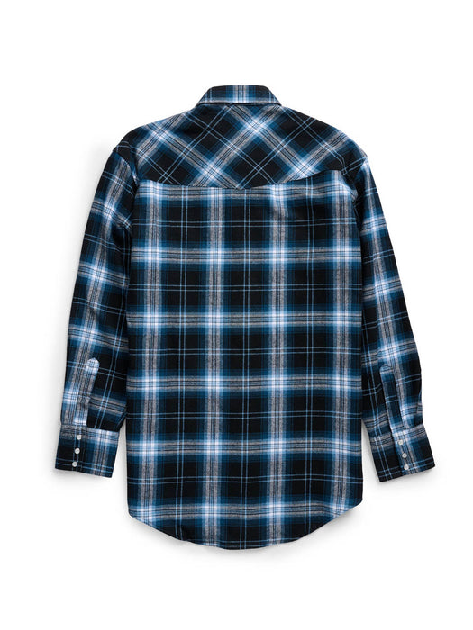 Ely and Walker Mens Western Brawny Flannel Black/Blue 100% Cotton L/S Shirt
