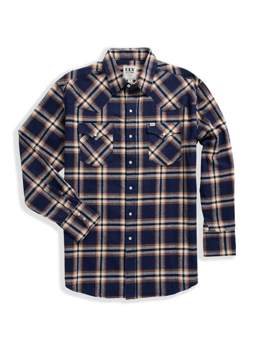Ely and Walker Mens Western Brawny Flannel Navy 100% Cotton L/S Shirt