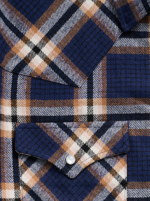 Ely and Walker Mens Western Brawny Flannel Navy 100% Cotton L/S Shirt