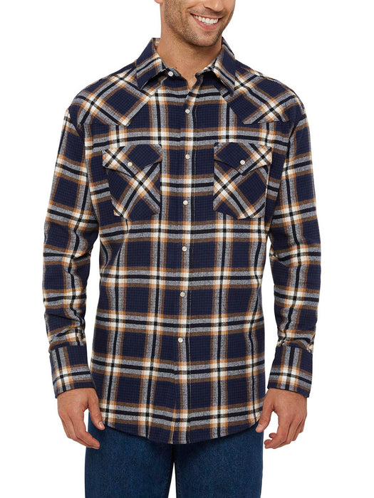 Ely and Walker Mens Western Brawny Flannel Navy 100% Cotton L/S Shirt