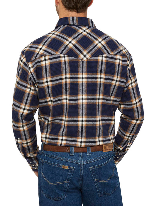 Ely and Walker Mens Western Brawny Flannel Navy 100% Cotton L/S Shirt