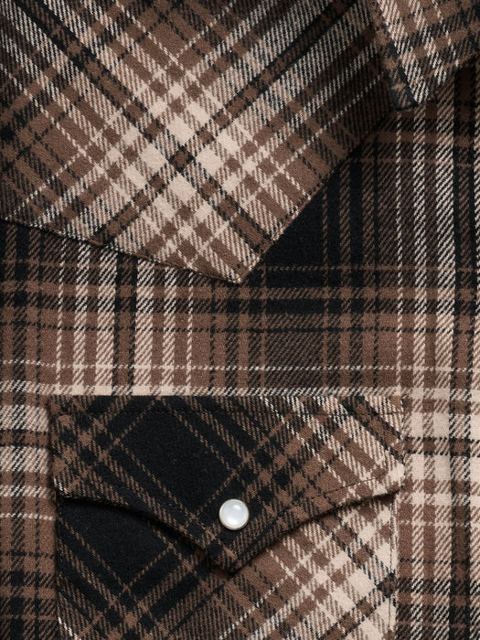 Ely and Walker Mens Western Brawny Flannel Brown/Tan 100% Cotton L/S Shirt