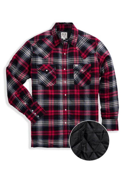 Ely and Walker Mens Western Quilted Flannel Red/Black 100% Cotton Cotton Jacket