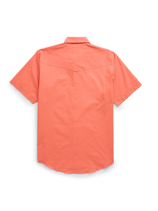 Ely and Walker Mens Solid Western Snap Coral Poly/Cotton S/S Shirt