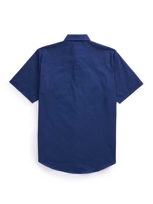 Ely and Walker Mens Western Solid Navy Poly/Cotton S/S Shirt