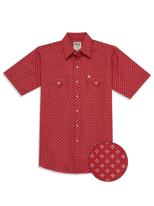 Ely and Walker Mens Mini Bandana Western Red 100% Cotton S/S Shirt