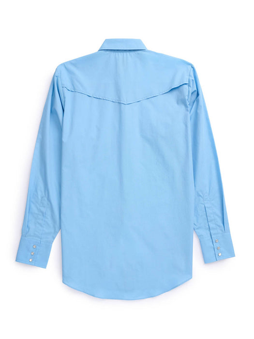 Ely and Walker Mens Solid Vented Stretch Light Blue Poly/Cotton L/S Shirt