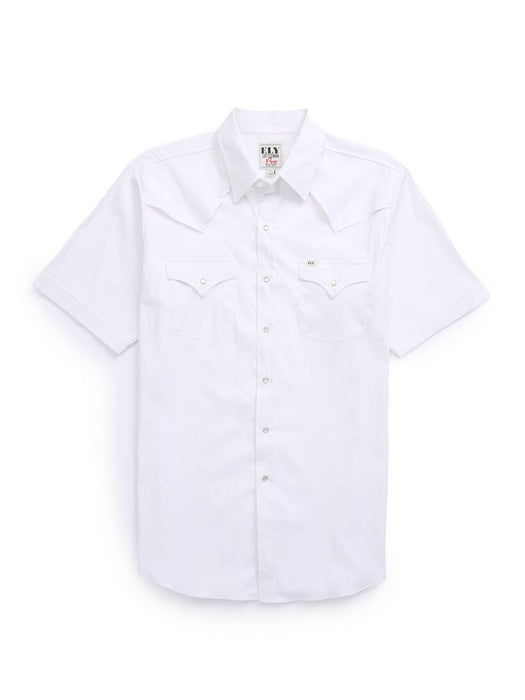 Ely and Walker Mens Pro Western Vented White Poly/Nylon S/S Shirt