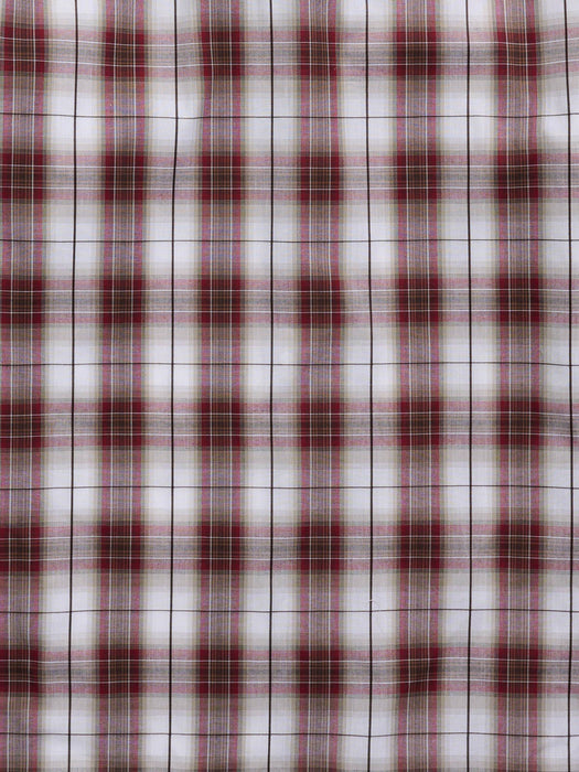 Ely and Walker Mens Western Plaid Snap Burgundy Poly/Cotton S/S Shirt