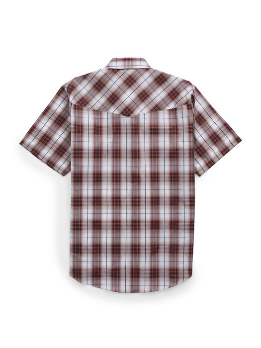 Ely and Walker Mens Western Plaid Snap Burgundy Poly/Cotton S/S Shirt