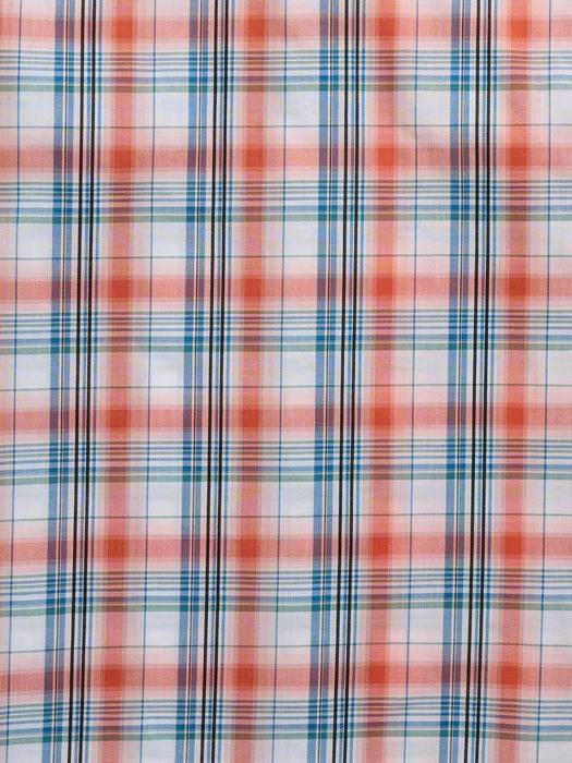 Ely and Walker Mens Western Plaid Snap Melon Poly/Cotton S/S Shirt