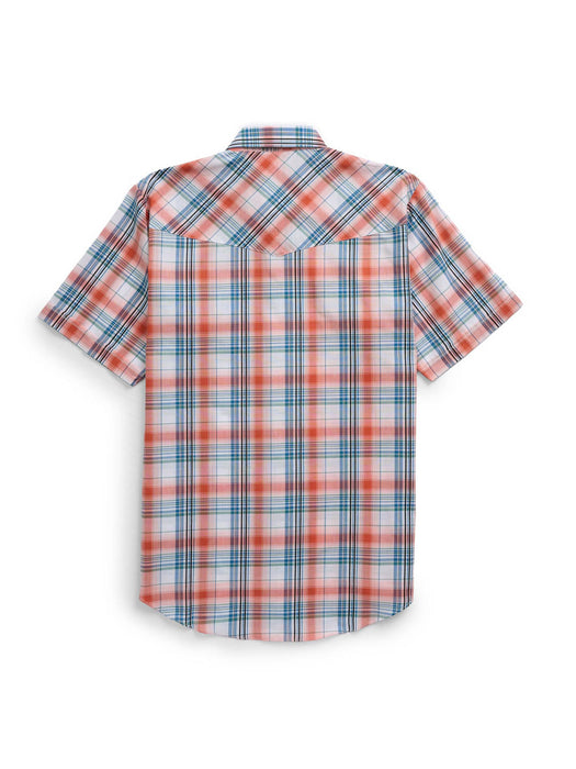 Ely and Walker Mens Western Plaid Snap Melon Poly/Cotton S/S Shirt