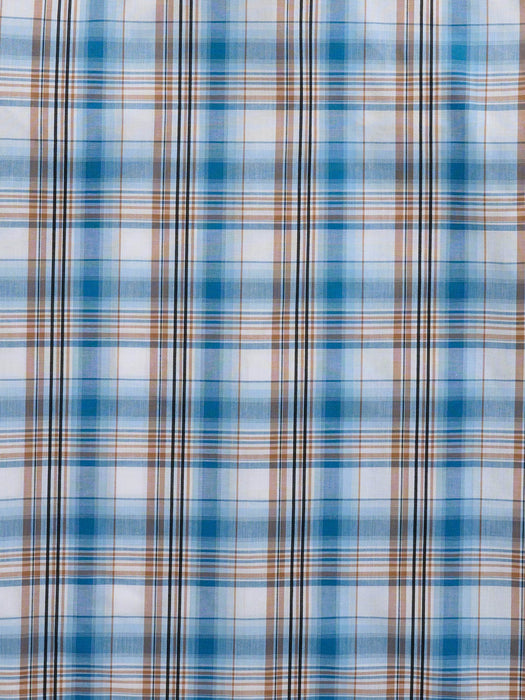 Ely and Walker Mens Western Plaid Snap Melon Poly/Cotton S/S Shirt