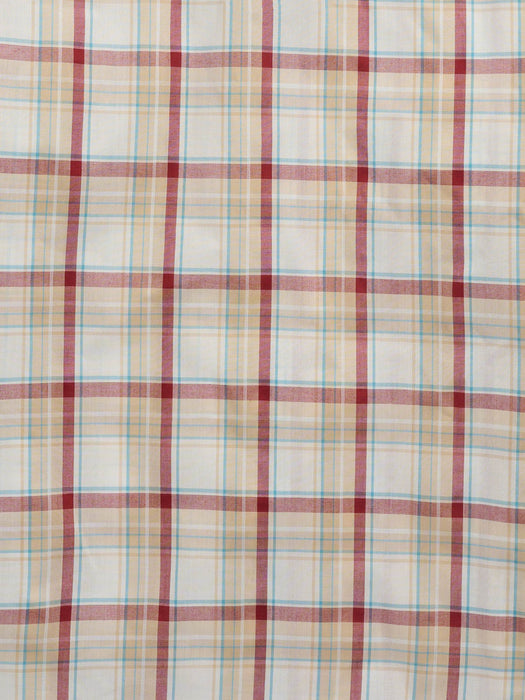 Ely and Walker Mens Western Plaid Snap Ecru Poly/Cotton S/S Shirt