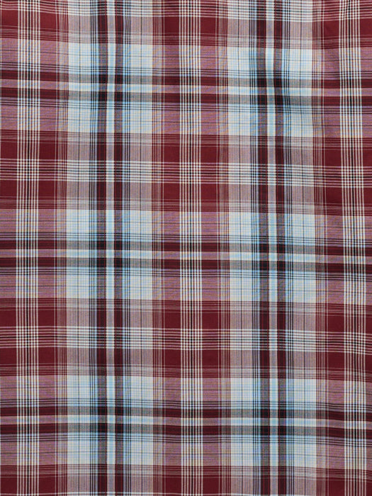 Ely and Walker Mens Western Plaid Snap Burgundy Poly/Cotton S/S Shirt