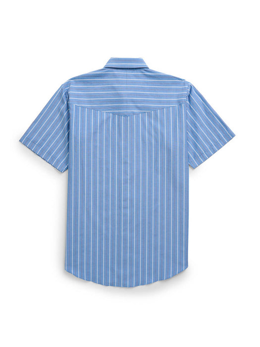 Ely and Walker Mens Western Americana Stripe Blue/Red Poly/Cotton S/S Shirt