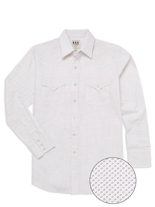 Ely and Walker Mens Geo Print Western Blue 100% Cotton L/S Shirt