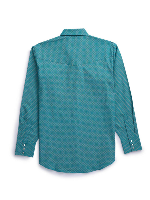 Ely and Walker Mens Western Medallion Print Teal 100% Cotton L/S Shirt