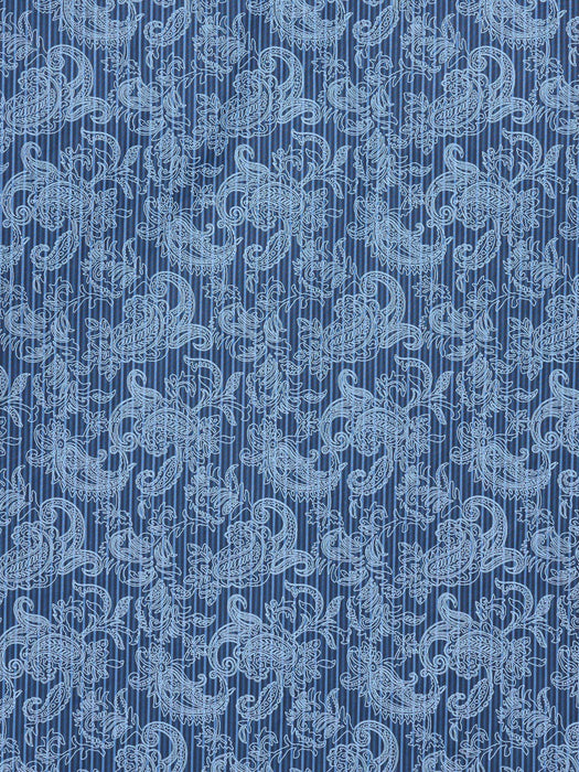 Ely and Walker Mens Western Paisley Print Denim Blue 100% Cotton L/S Shirt