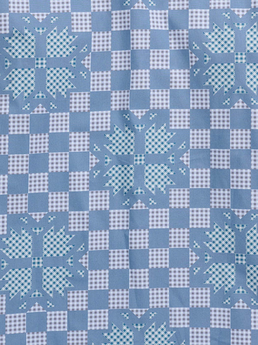 Ely and Walker Mens Checkered Patchwork Snap Denim Blue 100% Cotton L/S Shirt