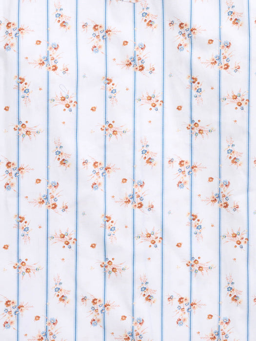 Ely and Walker Mens Western Wallpaper Floral White 100% Cotton L/S Shirt