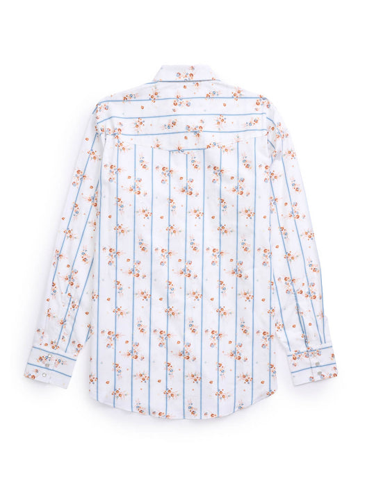 Ely and Walker Mens Western Wallpaper Floral White 100% Cotton L/S Shirt