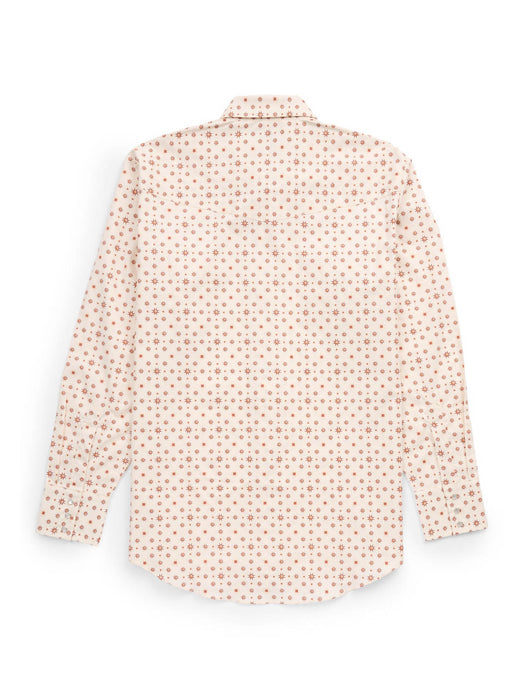 Ely and Walker Mens Western Retro Star Ecru 100% Cotton L/S Shirt