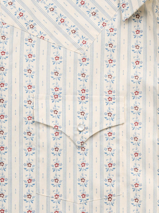 Ely and Walker Mens Wallpaper Floral Print Ecru 100% Cotton L/S Shirt