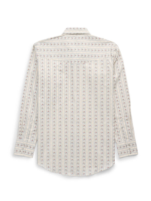 Ely and Walker Mens Wallpaper Floral Print Ecru 100% Cotton L/S Shirt