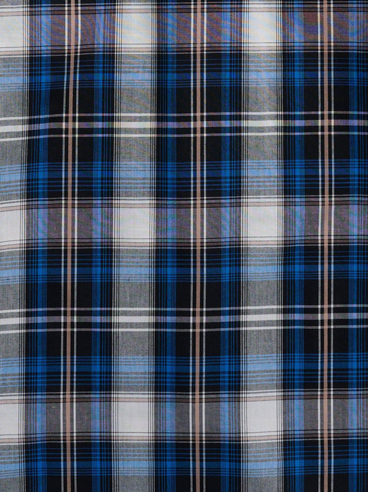 Ely and Walker Mens Western Textured Plaid Blue Poly/Cotton L/S Shirt