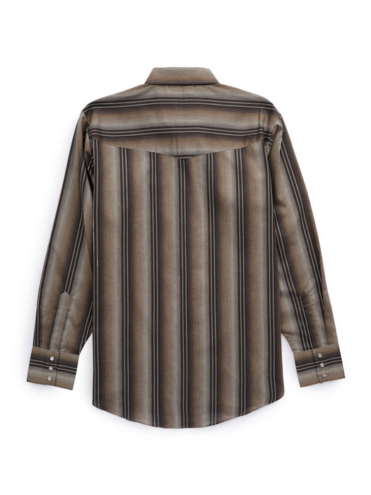 Ely and Walker Mens Western Textured Stripe Brown Poly/Cotton L/S Shirt
