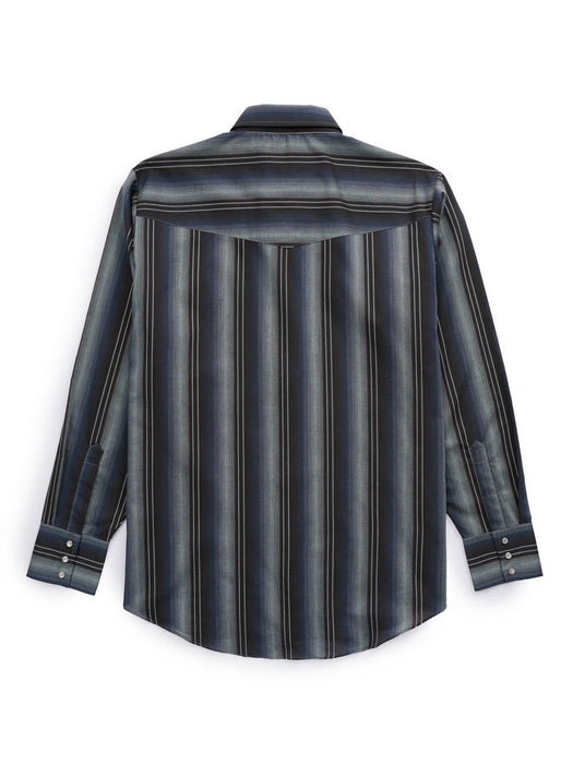 Ely and Walker Mens Western Textured Stripe Brown Poly/Cotton L/S Shirt